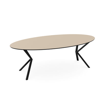 Melamine eettafel beige - Ovaal - VV onderstel