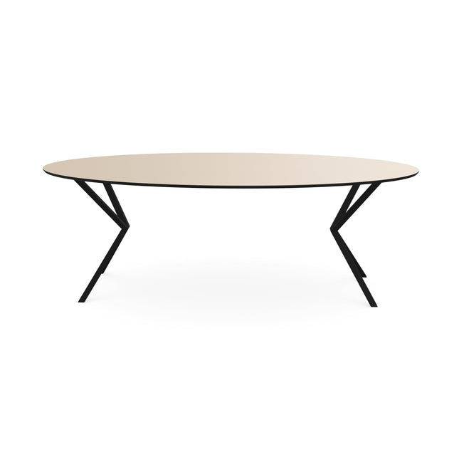 Melamine eettafel beige - Ovaal - VV onderstel