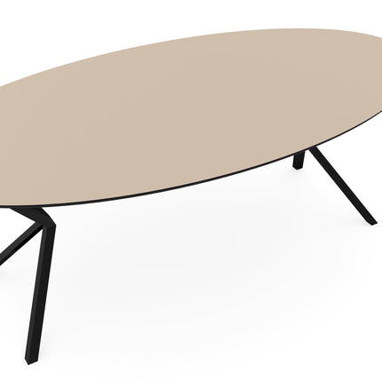 Melamine eettafel beige - Ovaal - VV onderstel