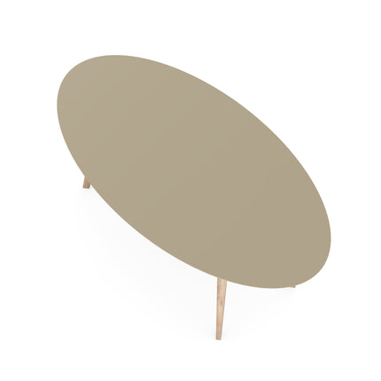 Melamin-Esstisch Dark Ecru - oval - schräges I-Gestell Natur