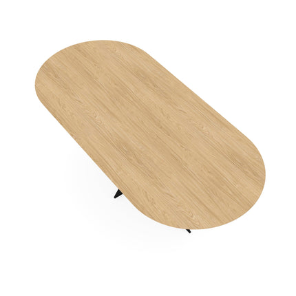 Melamin-Esstisch Casella-Eiche hell natur - flach oval - Matrix schwarz