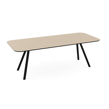Melamine eettafel beige - Recht radius - Schuine i zwart