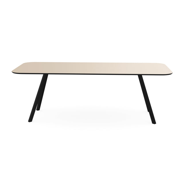 Melamine eettafel beige - Recht radius - Schuine i zwart