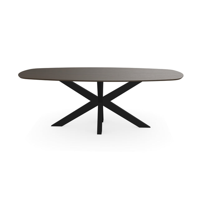 Melamine eettafel eiken bruin - Deens ovaal - Matrix dun onderstel