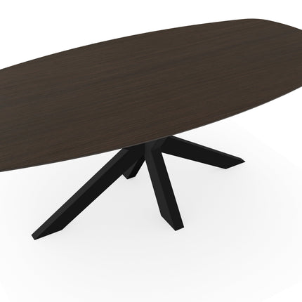 Melamine eettafel eiken bruin - Deens ovaal - Matrix dun onderstel