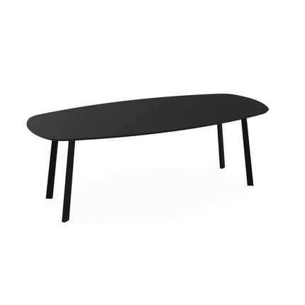 Melamin-Esstisch Eiche schwarz – dänisch oval mit schwarzem Untergestell