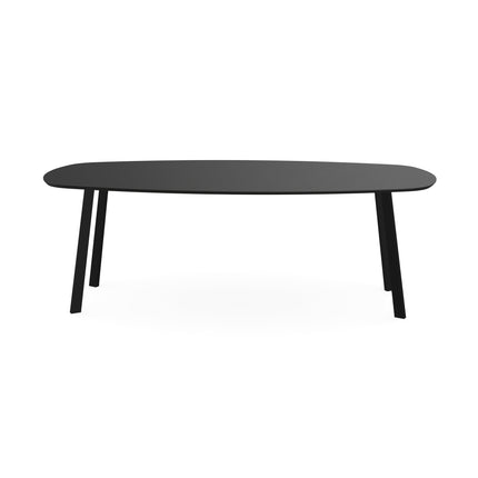 Melamin-Esstisch Eiche schwarz – dänisch oval mit schwarzem Untergestell