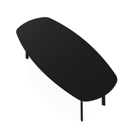 Melamin-Esstisch Eiche schwarz – dänisch oval mit schwarzem Untergestell