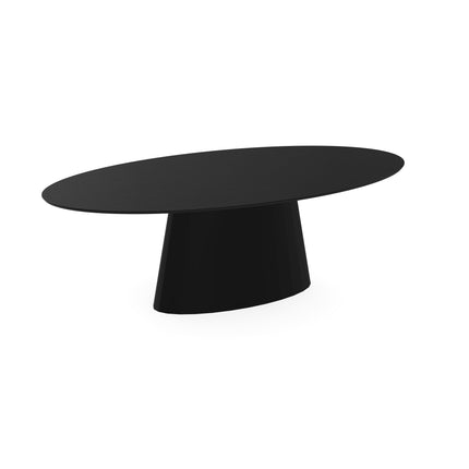 Melamin-Esstisch Eiche schwarz – oval mit schwarzem Untergestell