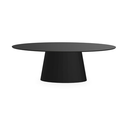 Melamin-Esstisch Eiche schwarz – oval mit schwarzem Untergestell
