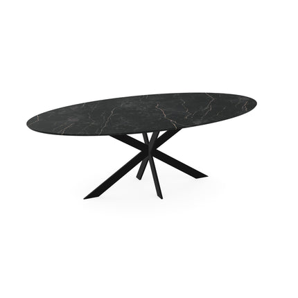 Melamin-Esstisch schwarzer Marmor - oval - Matrix ultradünn schwarz
