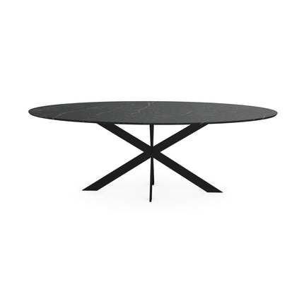 Melamin-Esstisch schwarzer Marmor - oval - Matrix ultradünn schwarz