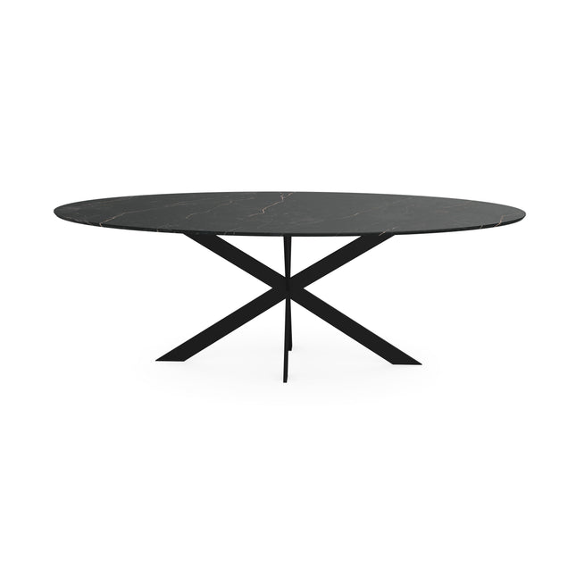 Melamin-Esstisch schwarzer Marmor - oval - Matrix ultradünn schwarz