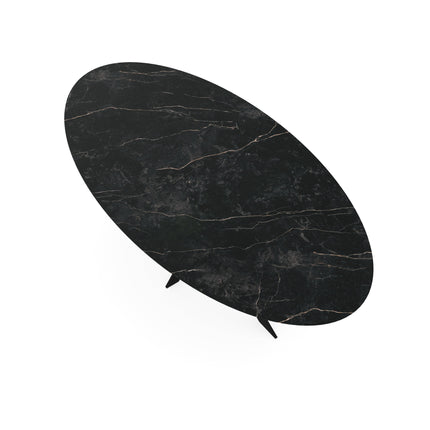 Melamin-Esstisch schwarzer Marmor - oval - Matrix ultradünn schwarz