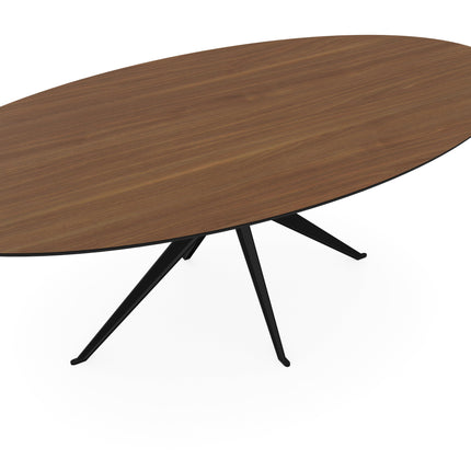 Melamin-Esstisch Nussbaum - oval, schwarzes Untergestell