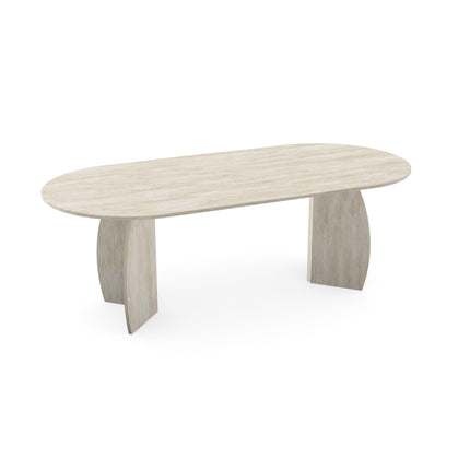 Melamin-Esstisch Soft Moon Grey - dänisch oval - Mondfuß