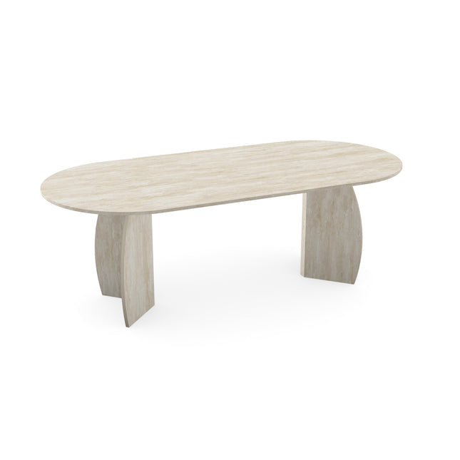 Melamin-Esstisch Soft Moon Grey - dänisch oval - Mondfuß