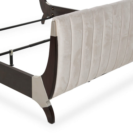Michael Amini Paris Chic Tufted Sleigh Bed - Espresso