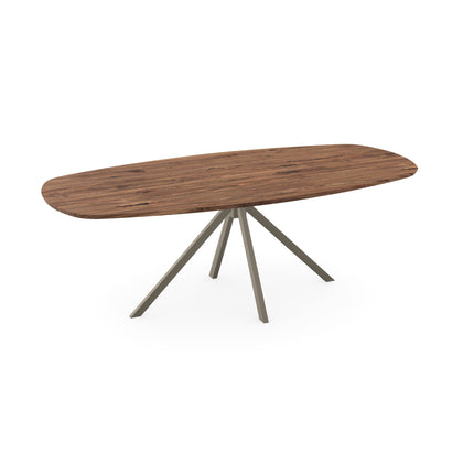 Noten massief eettafel naturel - deens ovaal - Jeroen licht bruin