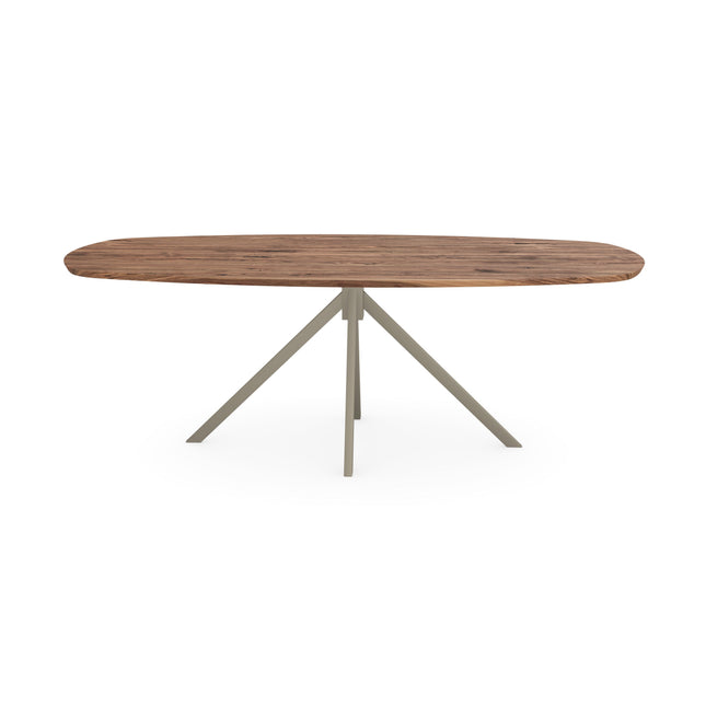 Noten massief eettafel naturel - deens ovaal - Jeroen licht bruin