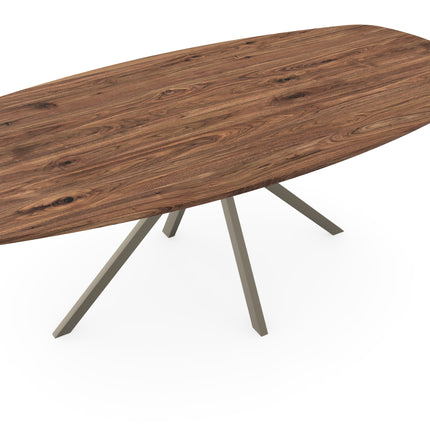 Noten massief eettafel naturel - deens ovaal - Jeroen licht bruin