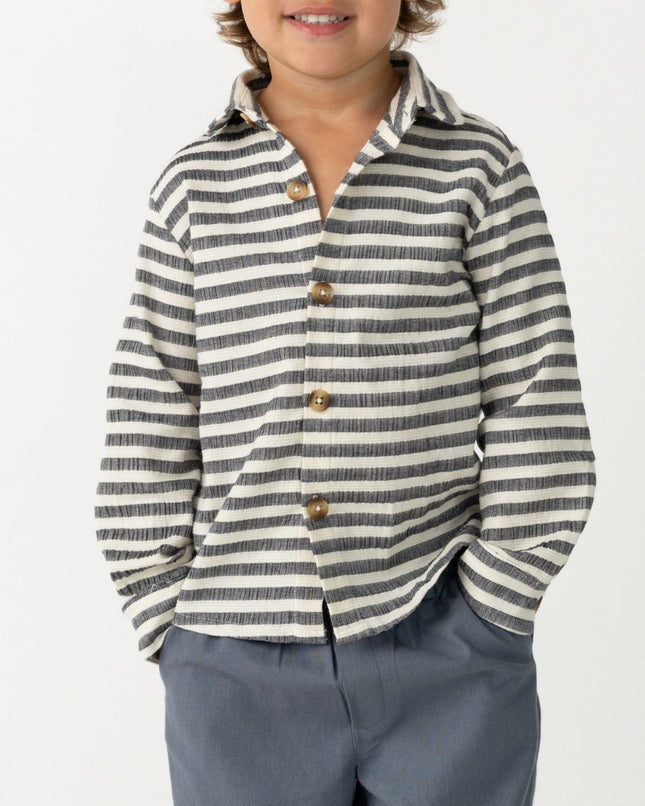 Leom Shirt | Blue Marine - White Striped