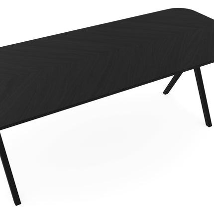 Esstisch aus Eiche mit ungarischem Fischgrätmuster Schwarz - Gerade Kante - Scissor Schwarz