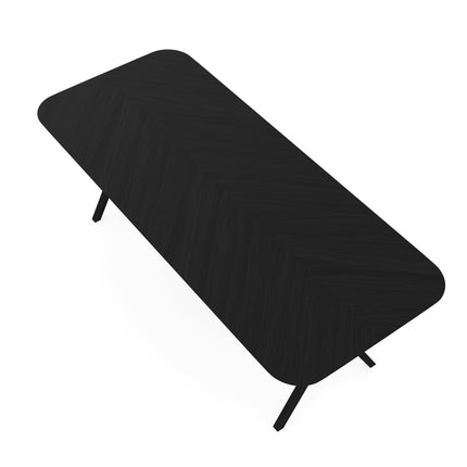Esstisch aus Eiche mit ungarischem Fischgrätmuster Schwarz - Gerade Kante - Scissor Schwarz