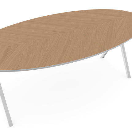 Eiken Hongaarse Punt Eettafel Naturel - Ovaal - Scissor Wit