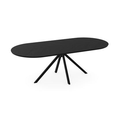 Esstisch aus Eiche mit ungarischem Fischgrätmuster, schwarz - flach oval - Jeroen schwarz