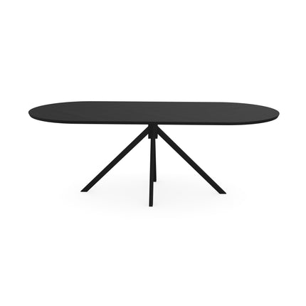 Esstisch aus Eiche mit ungarischem Fischgrätmuster, schwarz - flach oval - Jeroen schwarz