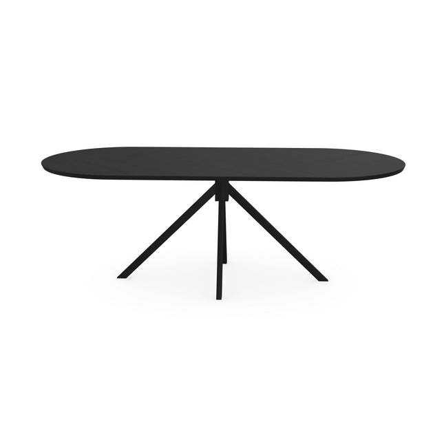 Eiken Hongaarse punt eettafel zwart - Plat ovaal - Jeroen Zwart
