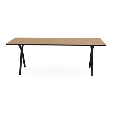 Eiken Hongaarse Punt Eettafel Naturel - Recht - Scissor Zwart