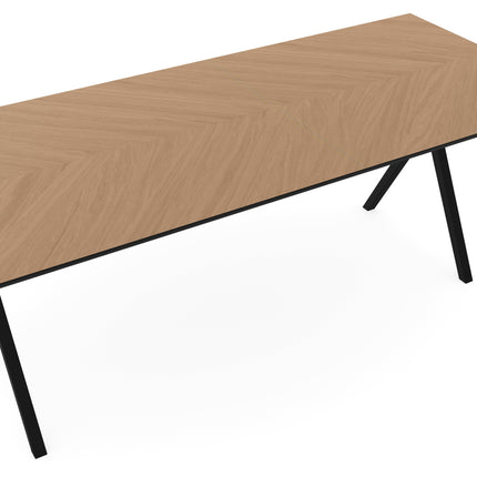 Eiken Hongaarse Punt Eettafel Naturel - Recht - Scissor Zwart