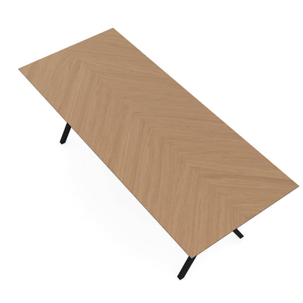 Eiken Hongaarse Punt Eettafel Naturel - Recht - Scissor Zwart