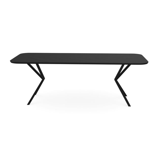 Eiken Hongaarse punt eettafel zwart - Recht Radius - VV Zwart