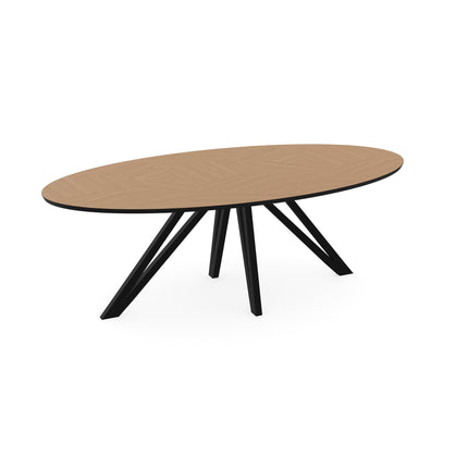 Eiken mozaïek eettafel naturel - Ovaal - Spin zwart
