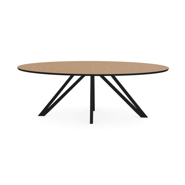 Eiken mozaïek eettafel naturel - Ovaal - Spin zwart