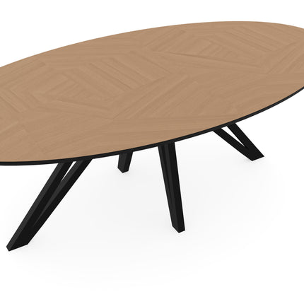 Eiken mozaïek eettafel naturel - Ovaal - Spin zwart