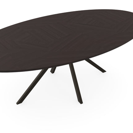 Esstisch aus Eichenmosaik Black Smoke Intens - Oval - Jeroen Dunkelbraun