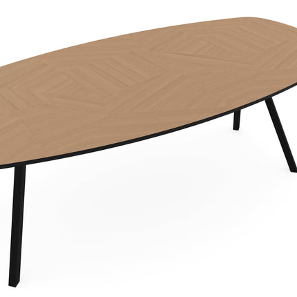 Esstisch aus Eichenmosaik, natur - dänisches Oval - I-Schräg schwarz