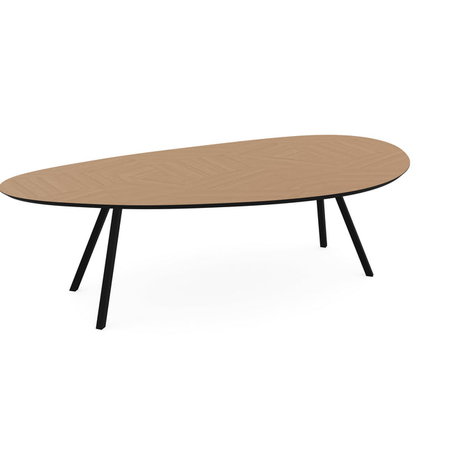 Eiken Mozaïek Eettafel Naturel - Kiezel B - I-Schuin Zwart