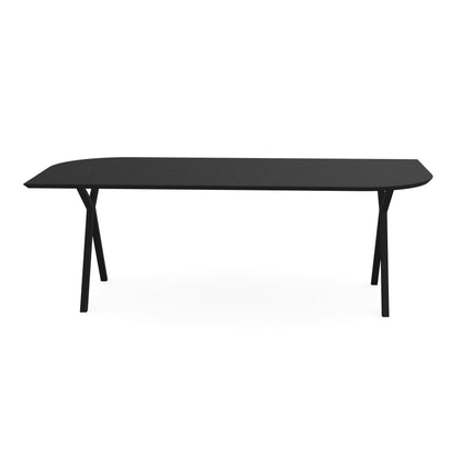Eichen-Mosaik-Esstisch schwarz - spitzes Oval A - Scissor schwarz