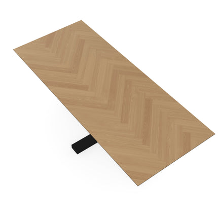 Eiken Visgraat Eettafel Naturel - Recht - Halve Plus Zwart