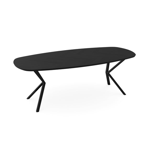 Eichen-Fischgrät-Esstisch schwarz - Dänisches Oval - VV schwarz