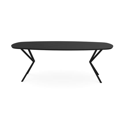 Eichen-Fischgrät-Esstisch schwarz - Dänisches Oval - VV schwarz