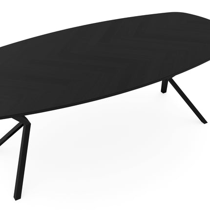 Eichen-Fischgrät-Esstisch schwarz - Dänisches Oval - VV schwarz