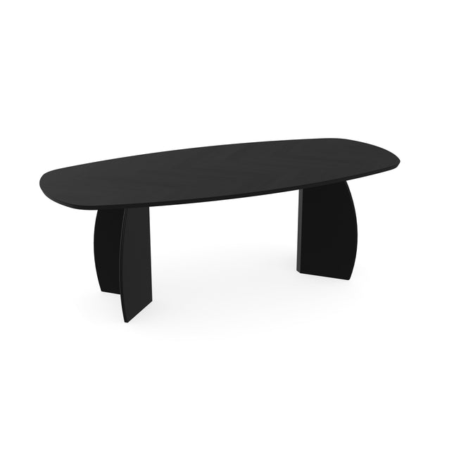 Eiken Visgraat Eettafel Zwart - Deens Ovaal - Maan Zwart