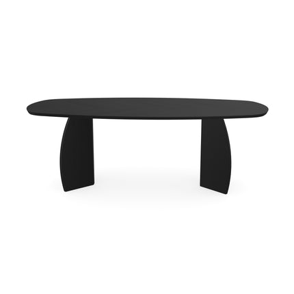 Eiken Visgraat Eettafel Zwart - Deens Ovaal - Maan Zwart