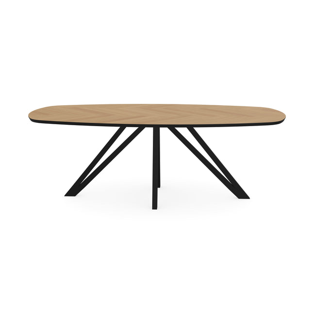 Eiken visgraat eettafel naturel - Deens ovaal - Spin zwart